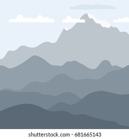 Vector landscape - mountain background. Hills and mountains layers.