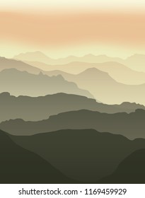 Vector landscape with mountains. 3D landscape Background. Vector Illustration. Computer Art Design Template. Horizon
