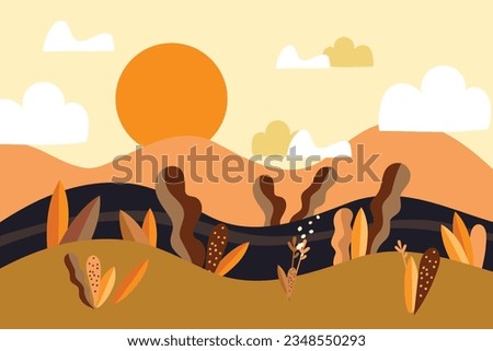 Vector of Landscape, Mountains background, wallpapers, Autumn leaves, Fall and summer