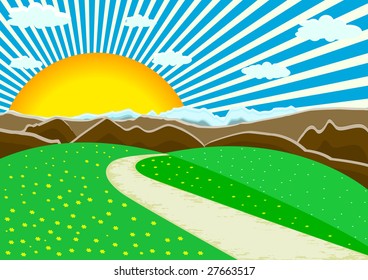 vector landscape mountains; clip-art