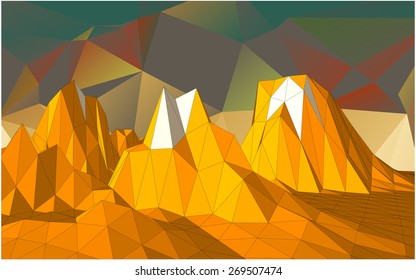 Vector landscape with mountains consisting of triangular polygons