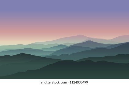 Vector landscape with mountains. Vector Illustration. Computer Art Design Template. Mountain. EPS 10