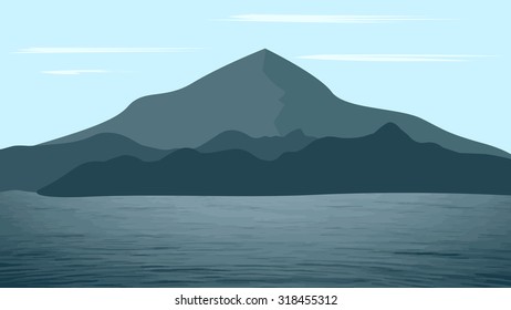 vector landscape Mountains and sea
