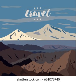 Vector landscape mountains with snow