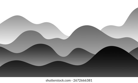 Paisaje de Vector de montañas. Tecnología ilustración futurista. Paisaje 3D. de líneas de gradiente. Vector de fondo.
