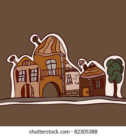 vector landscape with old houses