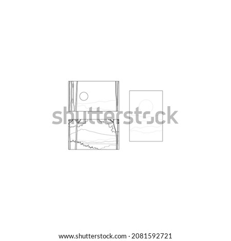 vector landscape outline illustration horizontal and vertical
