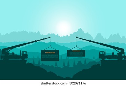Vector landscape. Panorama of mountains. 
