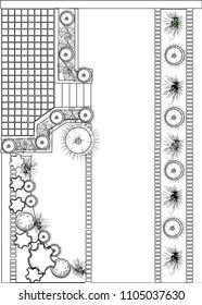 Vector Landscape Plan with treetop symbols