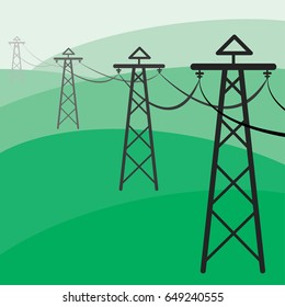 Vector landscape of power lines going into the distance