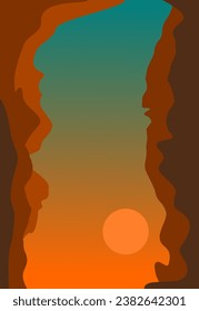 Vektorlandschaft - Felsen - Felsvorsprung bei warmem Sonnenlicht