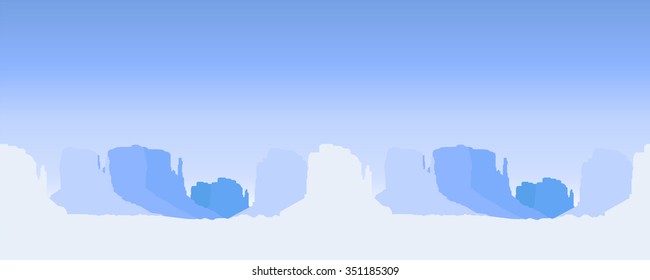  Vector landscape seamless. Western desert. Rocks in ice. Abstract anomalous winter.