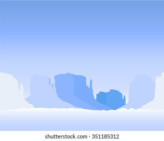  Vector landscape seamless. Western desert. Rocks.  Abstract anomalous winter.