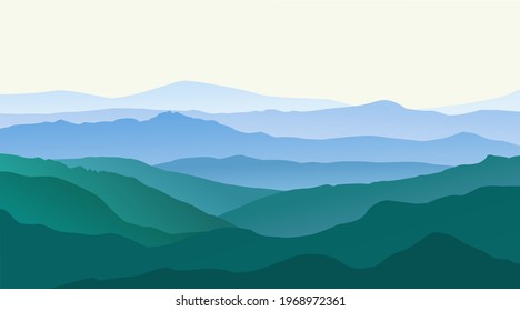 Vector landscape silhouettes of mountains.