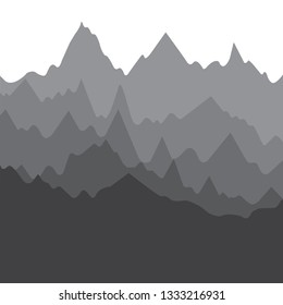 Vector landscape with silhouettes of mountains, nature background