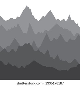Vector landscape with silhouettes of mountains, nature background