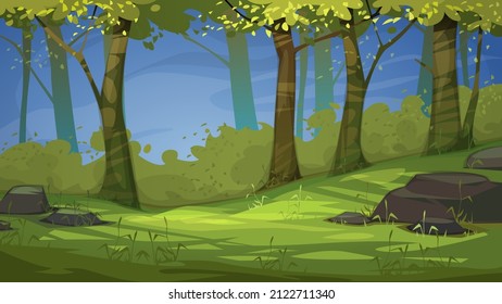 Vector landscape with trees and stones
