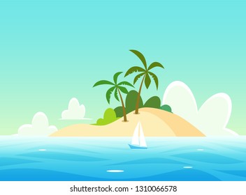 Vector Landscape with tropical island