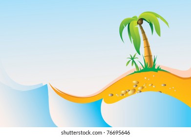 Vector landscape. Tropics, the sea.