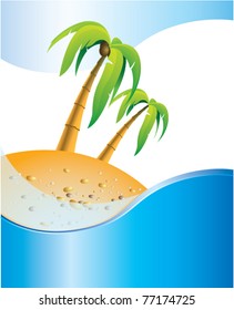 Vector landscape. Tropics, the sea.
