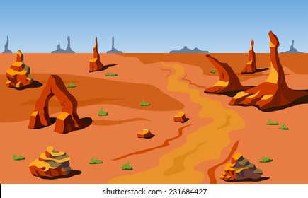 Vector Landscape Of Wild West.