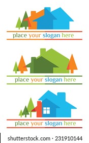 vector landscapes and homes with place for your text