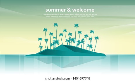 Vector landscapes in a minimalist style -  flat design Vector - Summer
