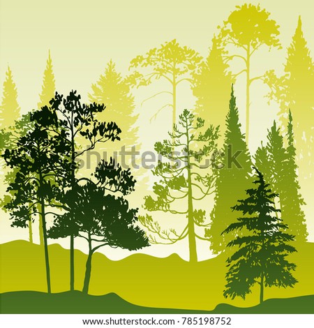 vector landscapes pine fir trees abstract stock vector royalty free