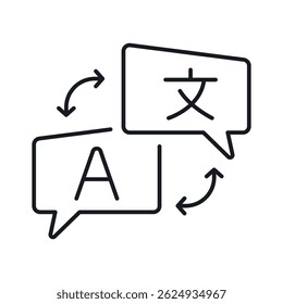 Vector language translation icon showcasing communication and multilingual interaction in a modern context
