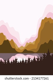 vector lanscape mountains and various colors. silhouettes of nature for background or invitation or card 10
