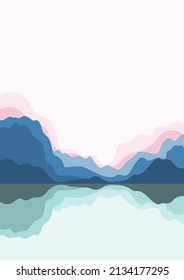 montañas de paisajes vectoriales y varios colores. siluetas de la naturaleza de fondo o invitación o tarjeta 2