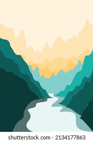 vector lanscape mountains and various colors. silhouettes of nature for background or invitation or card 7