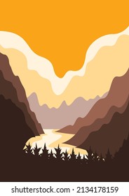 vector lanscape mountains and various colors. silhouettes of nature for background or invitation or card 9