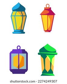 vector lantern collection. premium lantern icon illustration isolated. in 2d flat style. Perfect for elements on greeting cards, banners, posters, flyers.