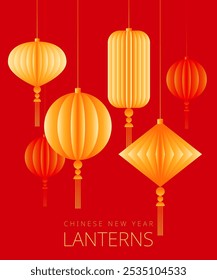 vetor Lanternas projeto, chinês conceitos de ano novo, conceito de ano novo lunar, elemento gráfico 