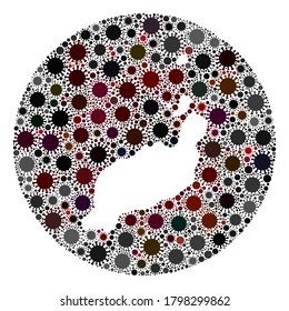 Die Inseln des Vector Lanzarote-Virus bilden eine Sammlung von SARS-Viren. Die Infektion greift das Quarantäneregional aus dem Weltraum an. Stencils rund um die Lanzarote-Inseln bilden Collage aus Infektionsteilen.