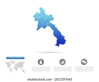 Vector Laos map blue polygon triangle mosaic for presentation. Creative concept for infographic.