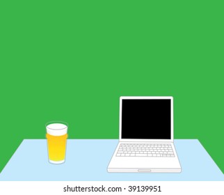 Vector Laptop and beer