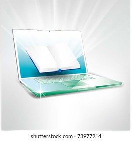 Vector laptop with a book on screen