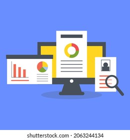 Vector laptop with business concept strategy