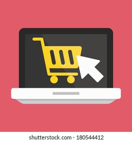 Vector Laptop Buy Online Icon Ecommerce Concept