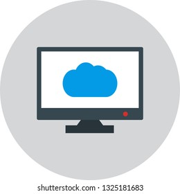  Vector Laptop with cloud on display Icon
