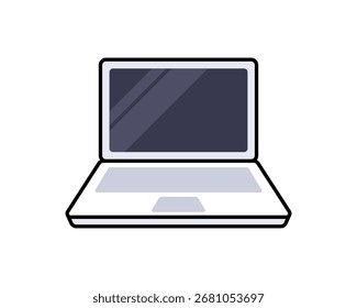 Ilustración plana del ordenador portátil del Vector en el fondo blanco