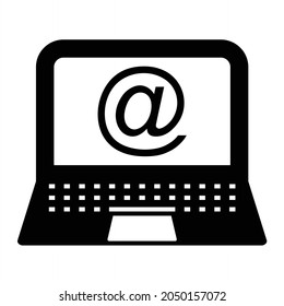 Vector Laptop Gmail Glyph Icon Design

