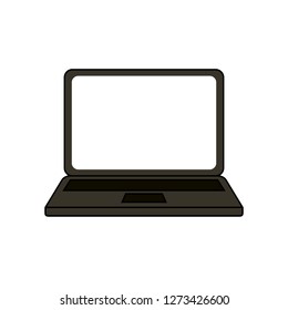 Vector Laptop Icon, Blank White Screen, Isolated on White Background Illustration.