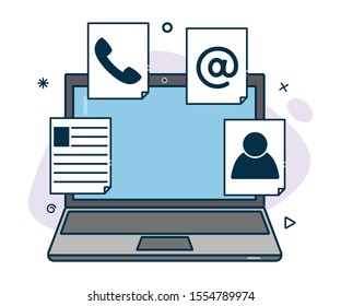Vector laptop icon with contact idea