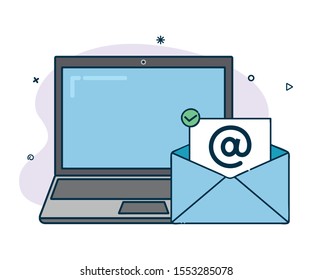 Vector laptop icon with email icon