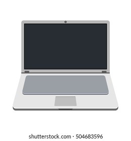 Vector laptop icon in flat style isolated on white background. Open notebook with the screen off in sleep mode - energy saving concept