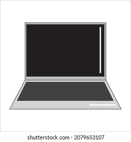 Vector laptop icon. Technology and IT sphere. Infographics for every day. The gray laptop is open. Diary stickers.