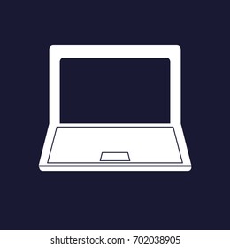 Vector laptop icon. Vector white icon on dark blue background.